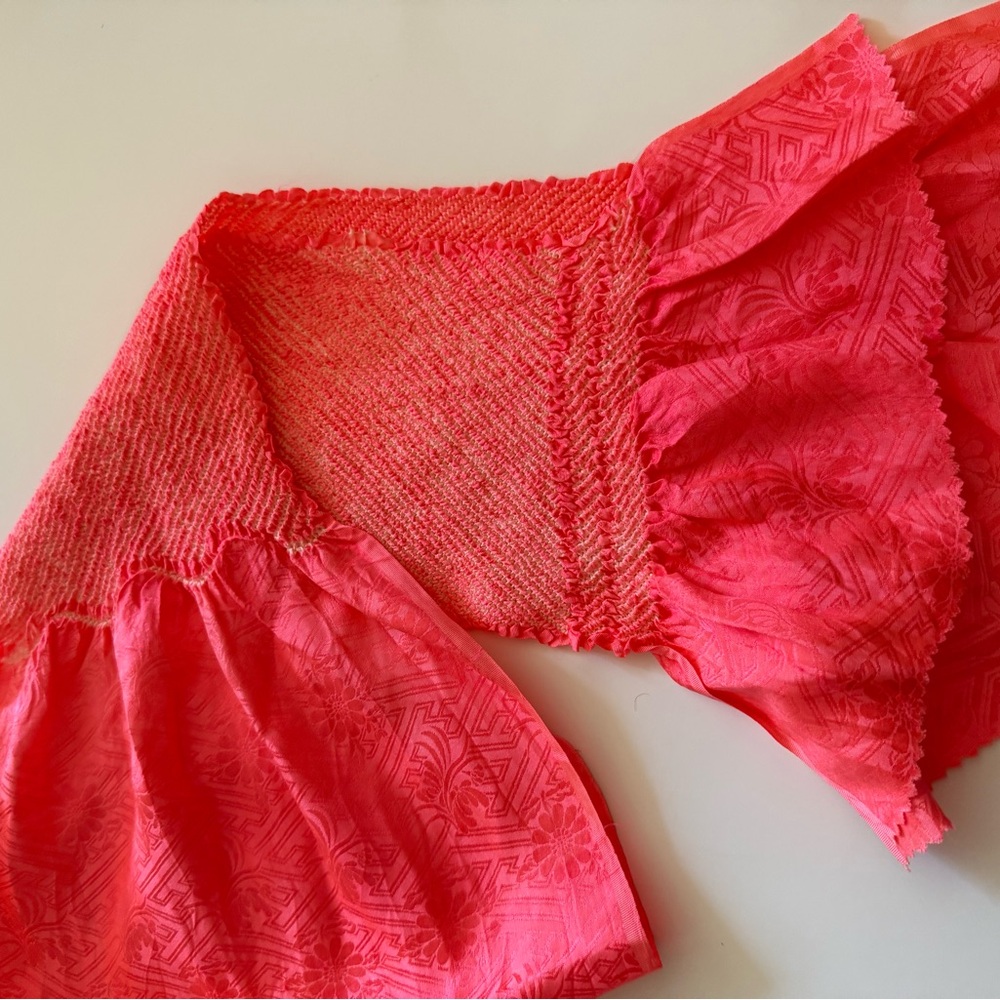 Vibrant Pink Red Shibori Scarf/ Obiage